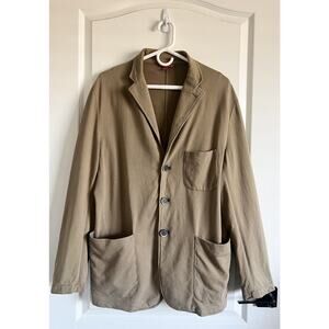 Barena Venezia Sz 52 Men’s Cotton Patch Pocket Cardigan Blazer Jacket Tan Italy